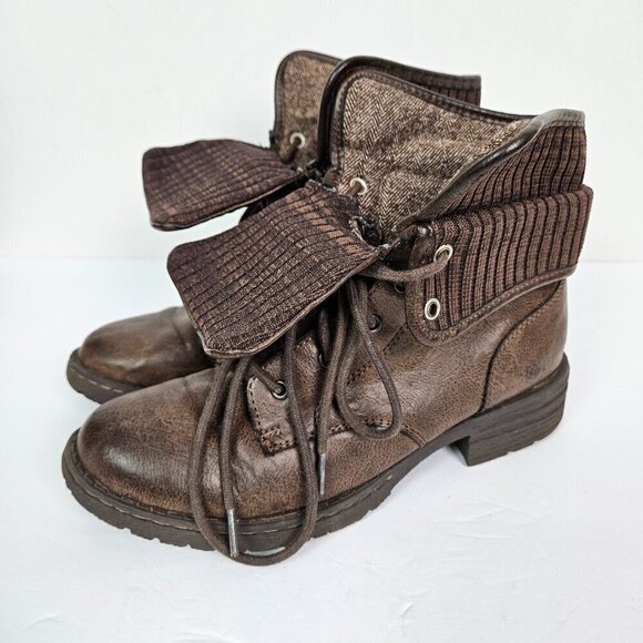 Born | BOC Saturn II Latte Faux Leather Fold Over Combat/Moto Lug Boot 7 - Picture 4 of 9